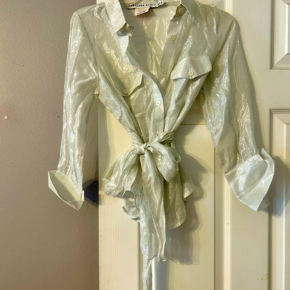Gorgeous Gretchen Scott Sheer Blouse with tie